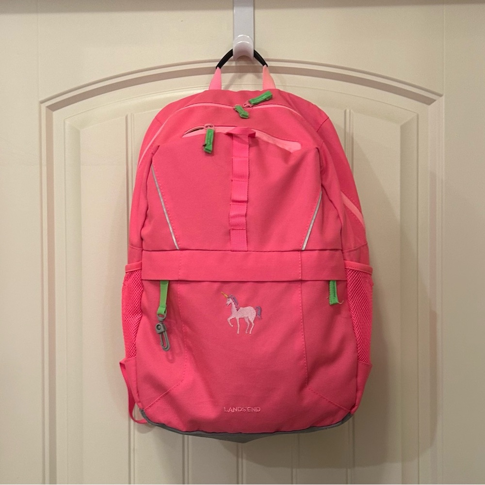 Lands' End Kids Hot Pink and Green Backpack 🦄